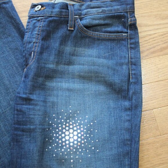 Karen Kane Denim Jeans with Rhinestone Starbursts - Picture 7 of 9